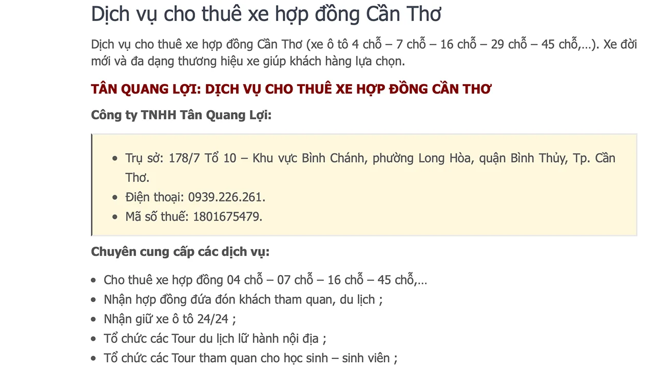 Địa chỉ thuê xe giá rẻ