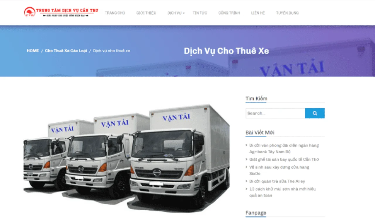 Trung tâm dịch vụ Cần Thơ cho thuê xe tải trọn gói